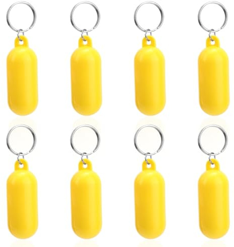 Gosknor 8uds Llaveros Flotantes de Barco, 6,5x2,5cm Forma de Píldora Amarilla Flotadores de Plástico para Barcos Accesorio para Deportes Acuáticos Navegación Surf Pesca Deportes Al Aire Libre
