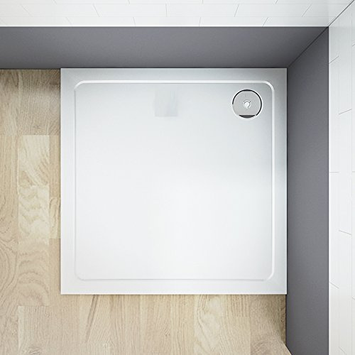 Simple Bathrooms 30mm Height Slimline Stone Shower Tray with Waste Trap -Square: 1000x1000mm