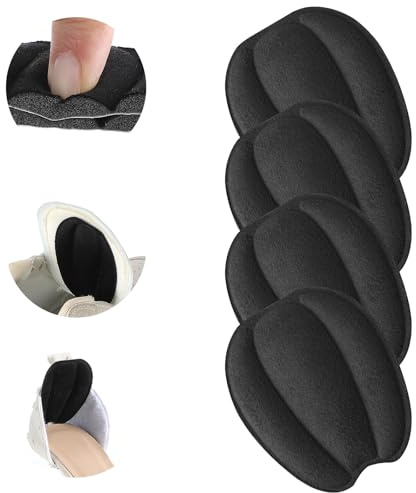 Classicseali 4pcs Shoe Tongue Pads, Soft and Non-Slip Tongue Pads for Loafers, Tongues Cushion Inserts Shoe Tongues Pad for Women and Men, Heel Pad, Forefoot Insoles, Adjusting Shoes Fit, Black