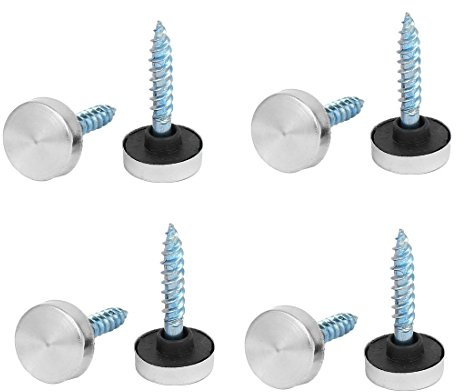 TA-VIGOR 12mm Mirror Screw Cover Caps, 8PCS Silver Brushed Screw Caps | Stainless Steel Decorative Caps Cover Nails, Screw Caps Covers Fasteners for Mirrors, Glass, Bathroom, Sign, Advertising