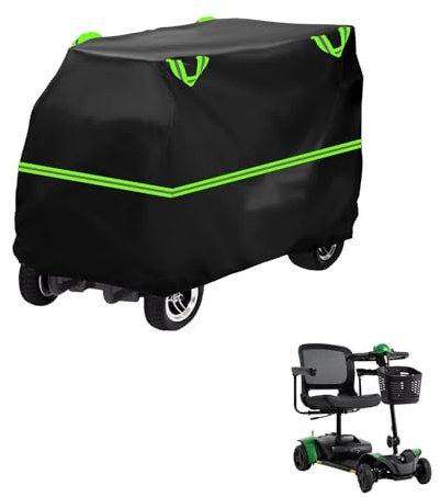 generic Mobility Scooter Cover Compatible with Pride Go Go Elite Traveller 2 Sc442E,210D Material,dustproof,Waterproof,Sun-Proof,with Storage Bag（Black Green）