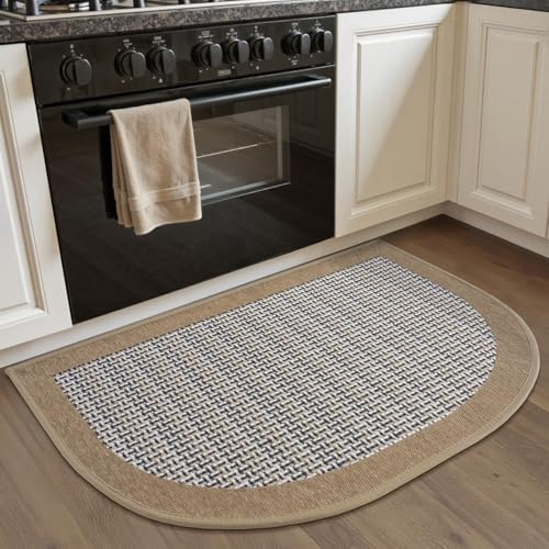 SIXHOME Alfombrillas de Cocina Antideslizantes Lavables Modernas absorbentes y Resistentes a Las Manchas Tapetes y Tapetes 50 * 80cm Semi-Elliptical Marrón