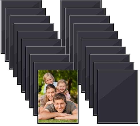 20 Pièces Cadres Photo Magnétiques, 9.3 x 6.3 cm Cadre Photo Magnetique Frigo, Réutilisable, pour Réfrigérateur Casier Armoire de Burea, pour Photos et Cartes Postales, pour Photos de Famille (Noir)