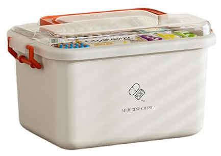Boîte de stockage de médicaments – Compact Pharma Keeper, porte-comprimé spacieux, système de stockage à plusieurs niveaux, chariot stable à la chaleur, poubelle polyvalente anti-déversement | Arrange