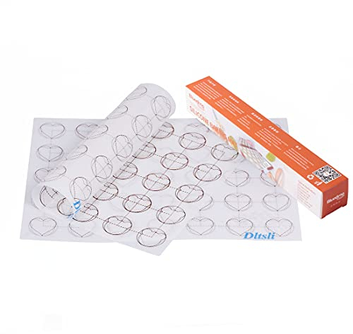 Lot de 2 tapis de cuisson en silicone antiadhésif Macaron 38,9 x 27,9 cm avec 35 de cercles pour gâteau Cookies Pâtisserie Rolling