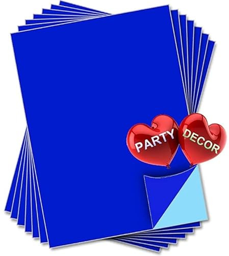 Royal Blue Self Adhesive Gloss Vinyl Sheet - A4 - Pack of 10 - Perfect for Hobby & Craft by PARTY DECOR