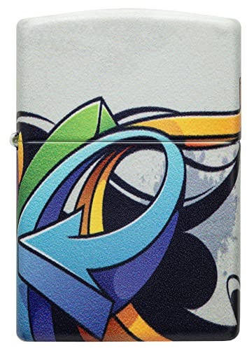 Zippo Encendedor a Prueba de Viento - Graffiti Arrow - 540 Color en Acabado Blanco Mate - Recargable - Reutilizable - Diseño a Prueba de Viento - Caja de Regalo - Hecho en EEUU