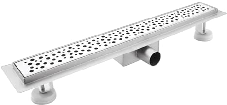 sunrik Duschrinne 80 cm, Blase Duschrinne extra flach, Edelstahl Bodenablauf Komplettset mit Siphon Haarsieb