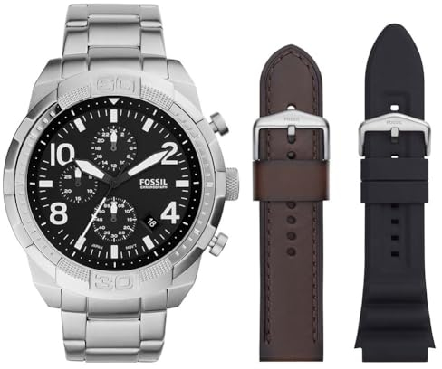 Fossil Reloj Analógico para Hombres de Cuarzo Con Correa en Acero Inoxidable FS5968SET