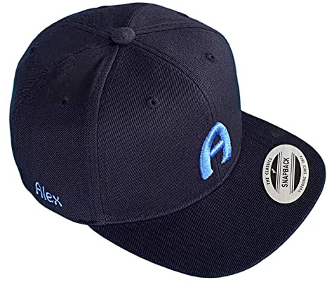 Schnoschi Barnkeps med 3D-bokstäver och namn broderad barnkeps, snapback 45–54 cm omkrets, Mörkblå, One size
