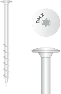 DMX – betongskruvar lättbetong skruv med tallrikshuvud, partiell gänga, fasadskruv specialskruvar gasbetongskruvar, härdat kolstål med korrosionsskydd – 8 mm – GT – 8 x 120 mm