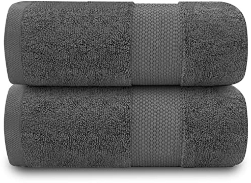 GC GAVENO CAVAILIA Extra Large Bath Sheet 2 Piece - 700 gsm Hotel Quality Egyptian Cotton Extra Large Towels 100X 180 Cm - Extra Soft Bathroom Towel - Charcoal