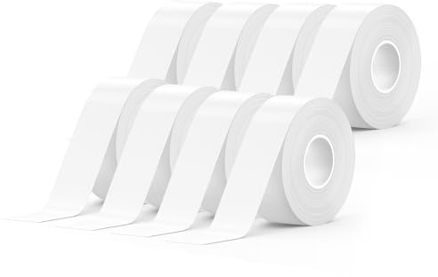 SUPVAN E10/E11/E12/E16 Etiketter, 15mm × 6m, 8 Rullar, Svart På Vit | Termisk, Vattentät, Oljeresistent, Slitstark, Stark Vidhäftning, Automatisk Identifiering, för Skola, Kontor och Hem