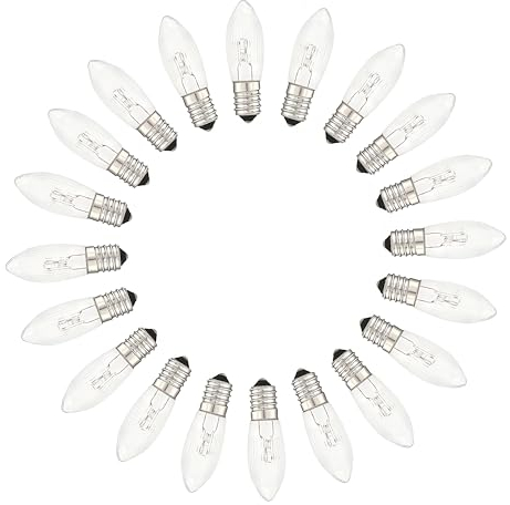 MeetUs 20 Stück Spitzkerze E10 3W 2700K Ersatzbirnen Glühbirnen Topkerze für Lichterkette und Schwippbögen,Warmweiss (34V)