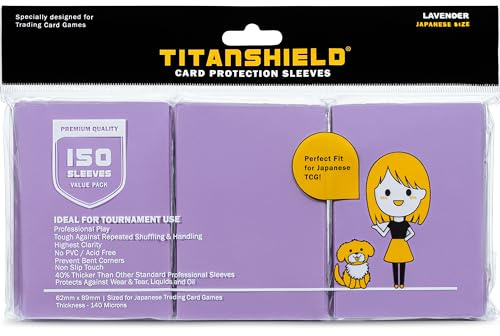 TitanShield Premium Lavender 150 Sleeves Japanese Size Card Sleeves Deck Protector Compatible with Yu-Gi-Oh, Cardfight!! Vanguard & Photocards