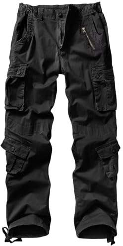 VATINNT Cargo Work Trousers Women's Outdoor Hiking Trousers Casual Tactical Cargo Pants with 9 Pockets No Belt 2039 Black 8.