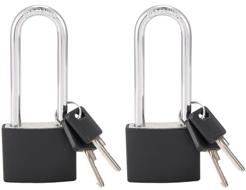 SHABD Juego de Casillero con Candado con Llave, Grillete, Servicio Cerradura Impermeable para Exteriores con Llave para Cobertizos, Puertas, Cercas, Almacenamiento con Cerrojo, 2 Piezas