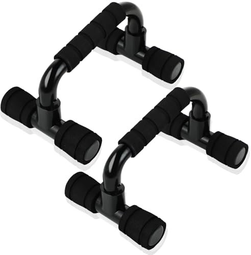 Flearitzo Push Up Bars 2er Set: Liegestützgriffe mit rutschfester Edelstahlstange, ideal für Ganzkörper-Übungen aus Polypropylen (PP), Schwarz