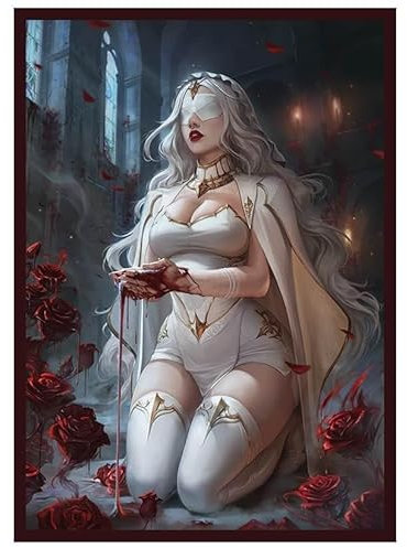Fantasy North - Isabel - Blood Shrine Maiden - 100 Smooth Matte TCG Card Sleeves - Fits Magic MTG Commander Pokemon and Other Card Games - Playing Card Sleeves (FN129S)