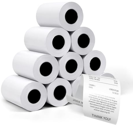 YIKIADA Lot de 10 rouleaux de papier thermique blanc 57 x 35 mm pour imprimante POS carte de crédit caisse enregistreuse Convient pour magasins, supermarchés, magasins, détaillants