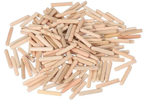 PATIKIL Träpluggar stift 5 mm x 30 mm (3/16 tum) rak trästång för träräfflade pluggar för hantverksmöbler gör-det-själv träträräknade träfästen 150