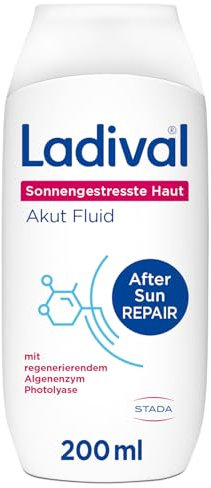 Ladival Sonnengestresste Haut Akut Fluid- After Sun Repair für den Körper, regeneriert mit Photolyase, feuchtigkeitsspendend, kühlend, mit Panthenol und Vitamin E, 200ml