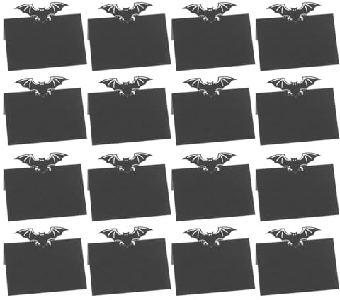 Cabilock 50Pcs Halloween Place Cards with Bat Design - Spooky Seating Name Cards for Gothic Halloween Party, Elegant & Guest Names, Haunted Table Decorations