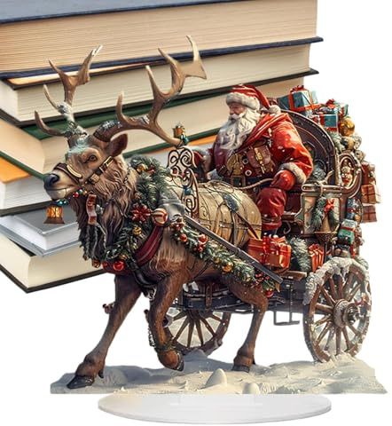 Generico Figura de Reno de Trineo de Papá Noel - Papá Noel acrílico 2D en Trineo con Parte de Mesa de, de colección Festivo para exposición de Vacaciones de la Capa del,