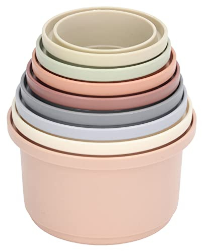 Stapelbecher Farbe Lernspielzeug 8 Stück Pastellfarben Bad Strand Wasser Spielen Lernspaß Stapelbare Becher für Kleinkinder Babyparty-Geschenke ABS-Material