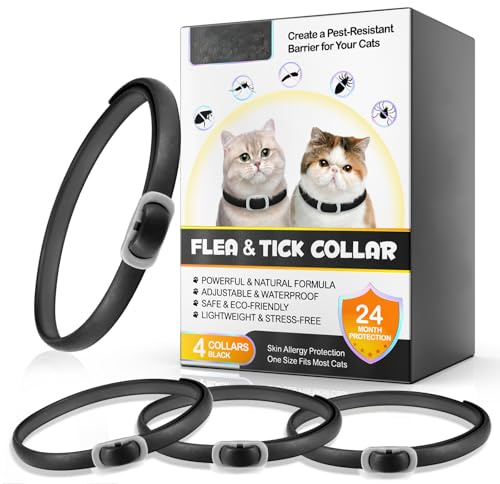 4 Pcs Collar for Cats, Ajustable Resistente al Agua para Gatos,para Gatos,（black）