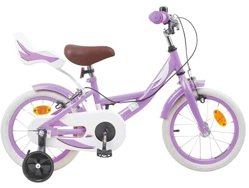Ordellia Barncykel Tum ljusrosa av stål med justerbart styre och sadel, fälgbroms, skyddsplåt, ringklocka, för år, till cykling, vardag