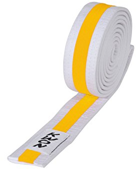 KWON Budogürtel mehrfarbig 240 weiß-gelb-weiß