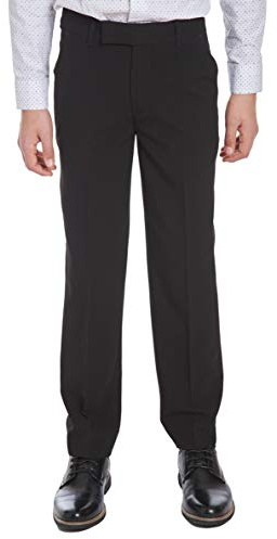 Calvin Klein Big Boys' Flat Front Pant , Black, 18
