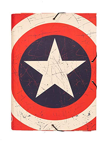 Grupo Erik Mappe A4 Sammelmappe A4 Marvel Captain America Dokumentenmappe A4 mit Gummizug - Heftmapppe A4 Schule Zubehör Heftbox A4 Schulranzen Eckspanner Ordnungsmappe