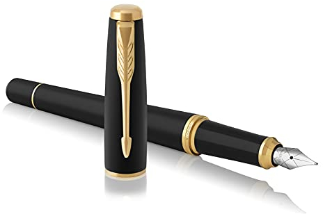Parker Urban Füller | Muted Black mit Goldzierteilen | Füllfederhalter mit feiner Feder und blauer Tinte | Geschenkbox