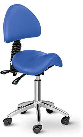 Physa Siège-Selle Avec Dossier Assis Debout Ergonomique De Cheval Tabouret PHYSA BERLIN BLUE (90-120°, 55-69 cm, 150 Kg, Pivotant, Roulettes, Bleu)