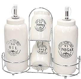 Tognana Countryside Menage Olio, Aceto, Salz, Pfeffer, Keramik, Weiß