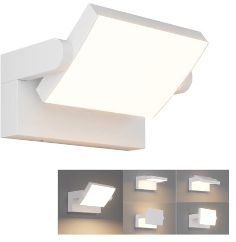 Klighten 24W Lampade da Parete LED Esterno Interno IP65, Lampade Esterno Orientabile Applique Moderno da Parete in Alluminio per Corridoio Ingresso Giardini, Bianco Caldo 2700K-3000K, Bianca