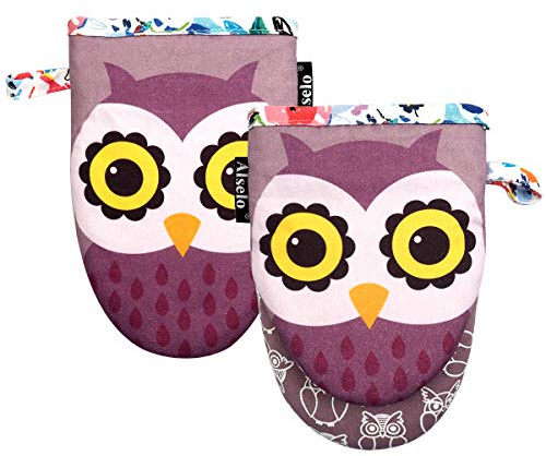 Alselo Mini Oven Mitts 2-Pack Set,Silicone Little Kitchen Gloves