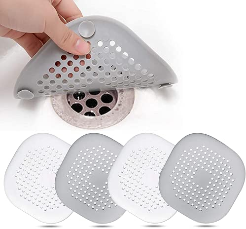 4 Pcs Protection de Drain de Silicone, Filtre Evier de Cuisine avec Ventouse, Filtre de Couverture de Drain de Baignoire, Filtre D'éVier de Cuisine Et Salle de Bain.