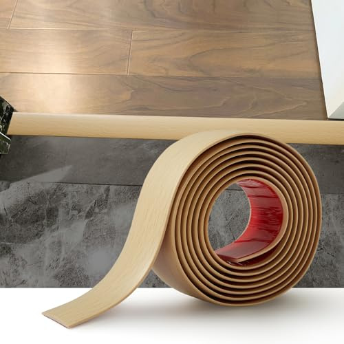 Zayejod 4M PVC Floor Transition Strip Self Adhesive,Beige Wood Grain 4CM | Vinyl Flat Floor Divider Strip Carpet Cover Strips Laminate Threshold Flooring Edge Trim for Joining Floor Tiles Gap Door Bar