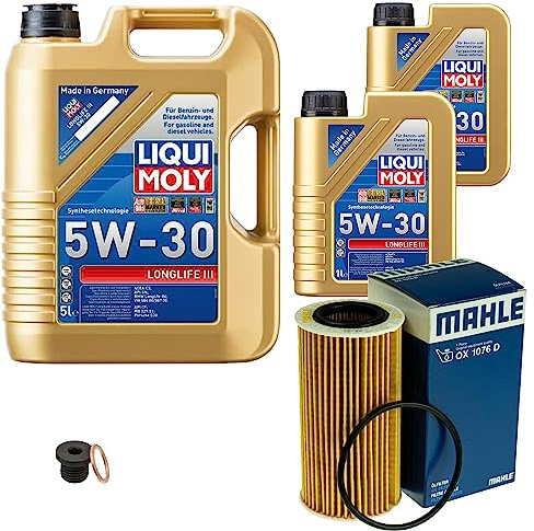 Inspektionspaket Wartungspaket Filterset mit 7 L Motoröl Longlife III 5W-30, Ölfilter, Verschlussschraube