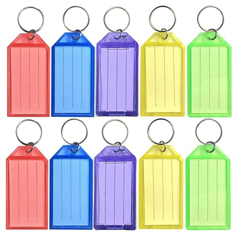 10 PCS Key Tags with Labels and Key Rings, Organize and Identify Your Essentials with Ease, Durable Plastic Key Fobs for Keys, USB, ID Tags, Luggage (Multicolor)