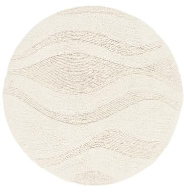 RugVista Badematte Breeze, ∅ 90 cm, Rund, Mittelflor, Anti-Rutsch, Moderner Badteppich, Maschinenwaschbar bis 30°C, 100% Baumwolle, Weiß