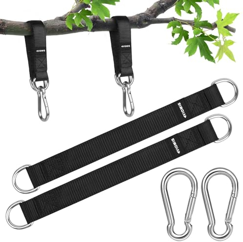 Viomis Premium Schaukel- & Hängemattenbefestigungsset, 2er-Set, Nylon mit Hochleistungs-Karabinern und D-Ringen, 200 kg Tragkraft