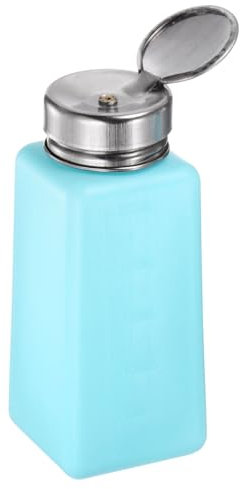 sourcing map Solvent Alcohol Dispensers 250ml(8.5oz) Push Down Liquid Dispenser Pump Bottle with Sealing Stainless Steel Lid for Acetone Solution, Blue