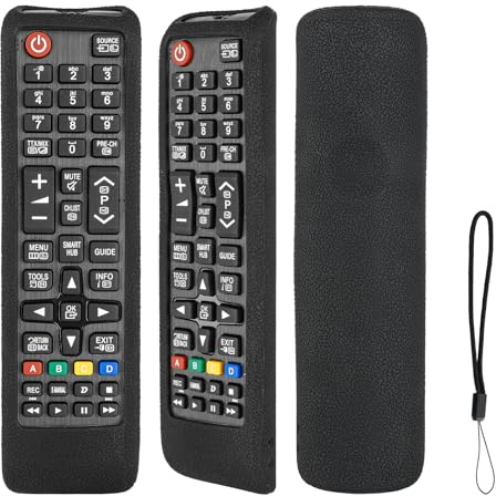 Funda para Mando a Distancia de Silicona Compatible con Samsung BN59-01175N BN59-01175Q BN59-01175P BN59-01315B TV Mando a Distancia Cubierta Protectora a Prueba de Choques con Cordón (Negro)