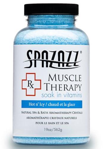 Spazazz Armotherapy Hot Tub Rx Muscle Therapy Natural Spa & Bath Salt Crystals 19oz- Hot 'N ICY - with Magnesium & Arnica - Safe for All Spa and Hot Tub Equipment