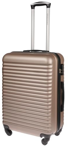 Christian Wippermann Koffer L 80L - Robuster ABS Hartschalenkoffer Größe L 44x66x28 cm - Leicht mit Schloss - 4 Rollen 360 Drehbar - Ideal für Reisen - Mittelgroßer, Leichter Rollkoffer, Rosegold