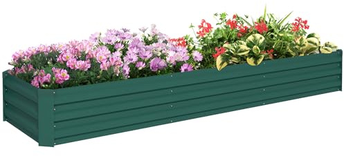 Outsunny Hochbeet, Pflanzbeet mit Offenem Boden, 240 x 60 x 30cm Grün